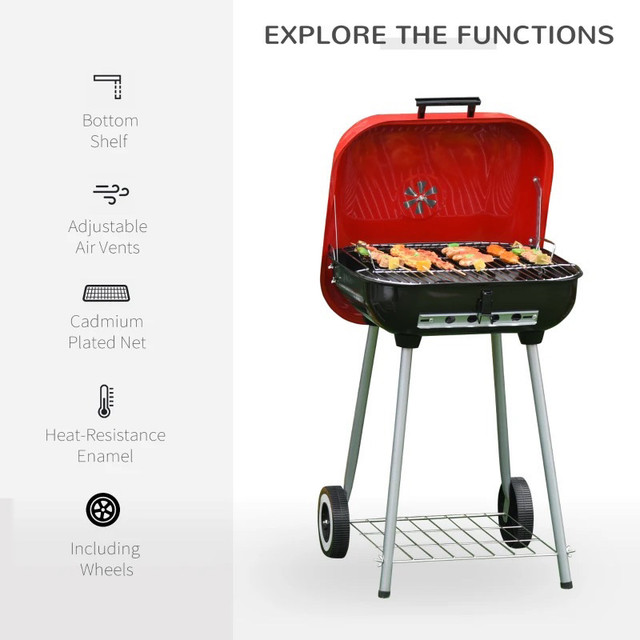 Charcoal BBQ Grill, Portable Kettle Barbecue Smoker with Lid, Wh in BBQs & Outdoor Cooking in Markham / York Region - Image 3