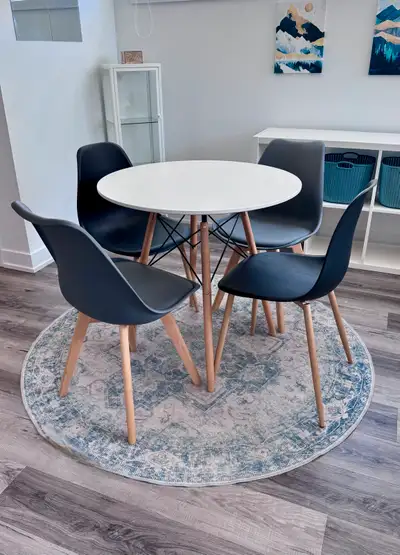 Stylish Round Dining Table & 4 Chairs Set  , View more
