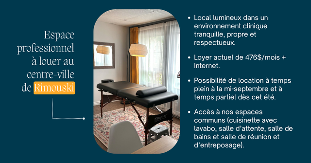 Local au centre-ville de Rimouski, disponible septembre/octobre!