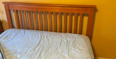 Solid maple bed frame with headboard  and mattress & box spring, View more