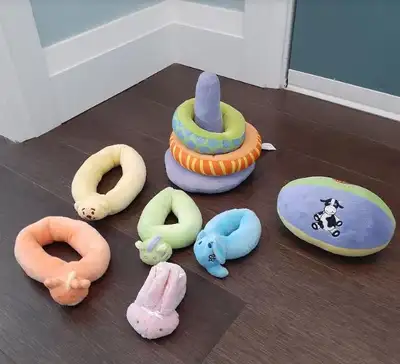 Soft baby toys - stacking rings animal rings plush football, View more