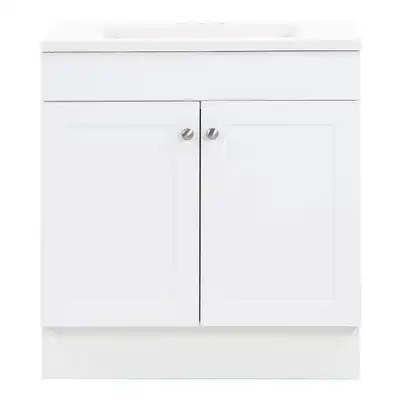 30” White Bathroom Vanity Cultured Marble -  Boxed New, View more