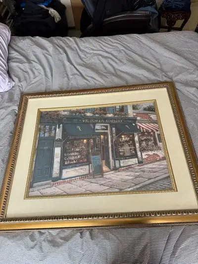 BEAUTIFUL WOOD FRAMED DOUBLE MATTED PRINT OF NIAGARA ON THE LAKE VICTORIA GALLERY & TEAS / NIAGARA R...