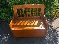 Bench Storage solid wood with backrest