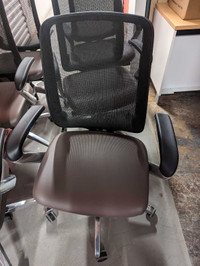 Six AllSteel leather board room chairs - excellent condition 