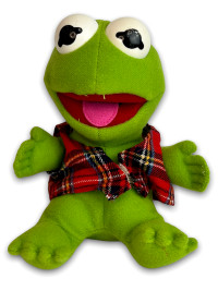Vintage 1987 Baby Kermit The Frog Plush Stuffed Animal, 8"