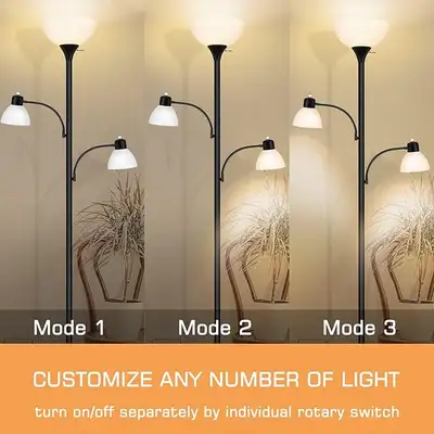 Adjustable LED Floor Lamp with 3 Bulbs, Independent Control, Fre, View more