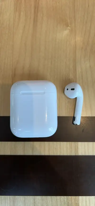 Right Apple Original AirPod. My son lost the left one. The case does not charge but you can have it...