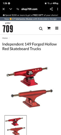 Independent 149 Forged Hollow Red Skateboard Trucks