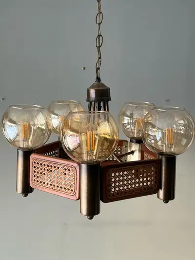Vintage MCM modernist chandelier, View more
