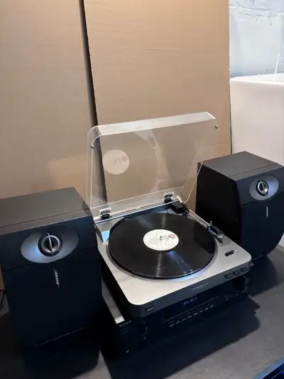 Audio-Technica Turntable Sony Amplifier and Bose Speakers, View more