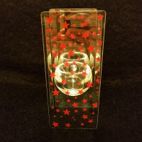 Xmas tea light / candle beveled glass with mirror holder.