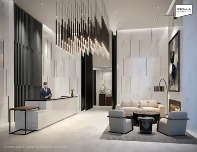 Experience modern living in this brand new, fully furnished 1-bedroom suite at the prestigious 199 C...