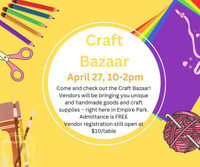 Craft Bazaar and Sale April 27 10:00-2:00
