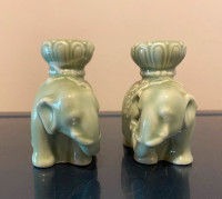 Pair of Chinese Celadon Elephant Shaped Vases