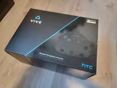 The original HTC Vive, comes with all required cables and parts. Includes the deluxe audio strap and...
