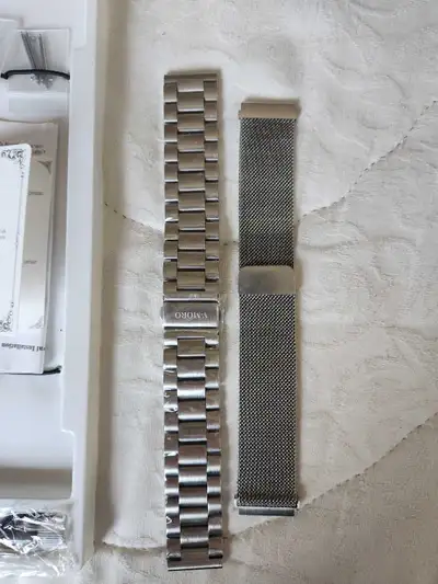 1 new 1 used watch bands/strap silver color with adjustment tool $10 for both sz 22mm