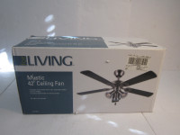 for LIVING 42" Mystic Ceiling Fan Brushed Nickel NEW