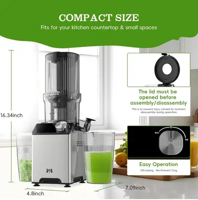 Brand New Cold Press Juicer-Stainless Steel, Wide Chute, High J, View more