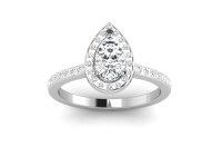 1.50 ctw Pear Cut Lab Diamond Halo Engagement Ring 14k Gold