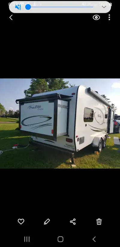 2016 ProLite Extreme travel trailer with 2 slide one on the back and one on side good condition