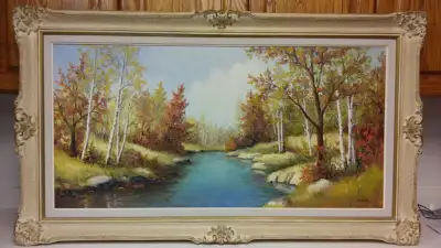 Beautiful landscape oil painting by listed Canadian artist Anna Jalava. She was a painter of Ontario...