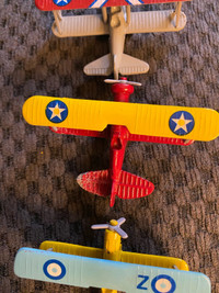 3 miniature airplanes metal