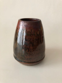 Small Studio Vase Hand Thrown with Chop Mark Signed Brown