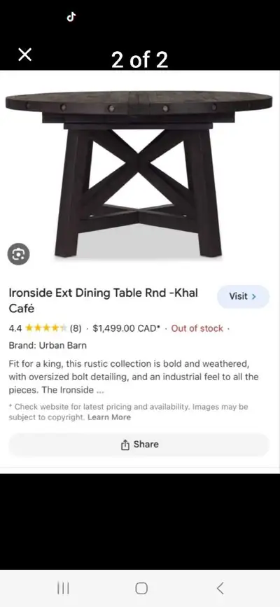 Urban Barn Ironside Dining Table, View more