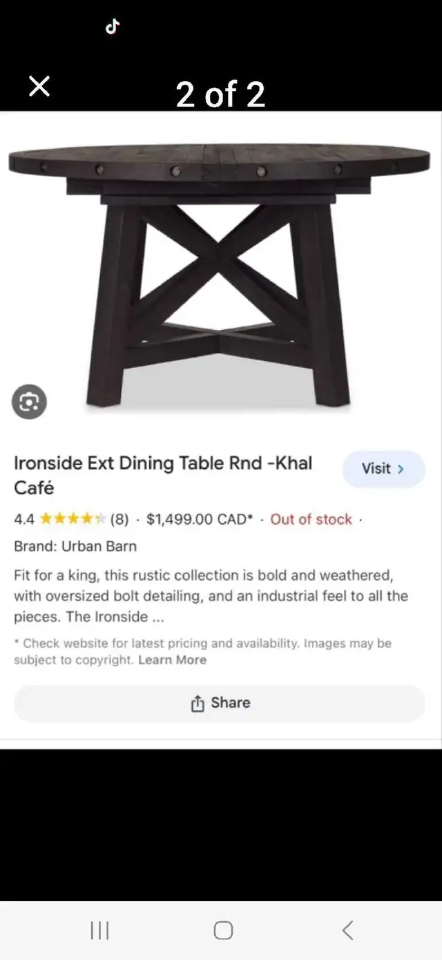 Urban Barn Ironside Dining Table in Dining Tables & Sets in Hamilton - Image 2