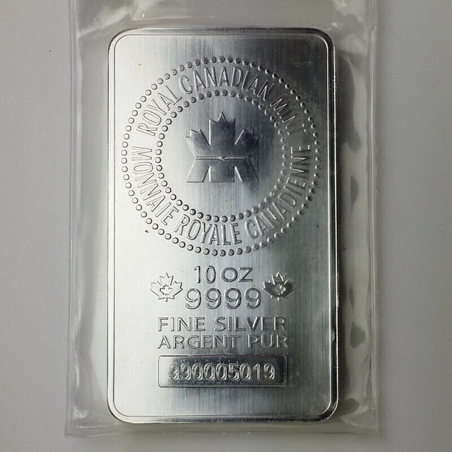 Bar en argent/silver 10 oz RCM/Monnaie royale .9999 lingot dans Art et objets de collection  à Ville de Montréal