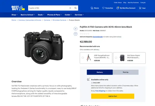 BNIB Fujifilm X-T50 Mirrorless Camera Kit w/ XC 15-45mm Lens