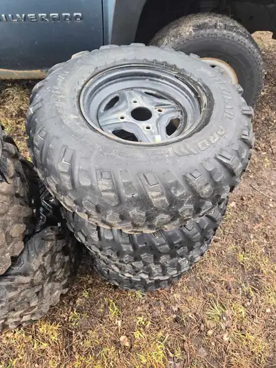 Set of arctic cat steelies with good tires all hold air $200