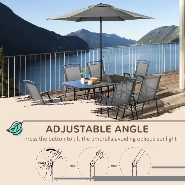 8 Piece Patio Dining Set for 6 with Umbrella, Outdoor Table and  in Patio & Garden Furniture in Markham / York Region - Image 6