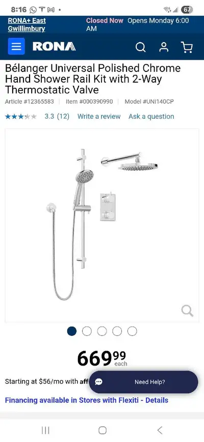 Elevate your bathroom with this Belanger Universal Polished Chrome Hand Shower Rail Kit featuring a...