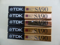 5 TDK SA90 High Position Blank Cassettes Sealed