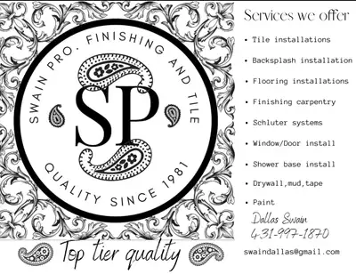 Need top-tier tile work or finishing that actually lasts? Look no further. I’m Dallas from Swain Pro...