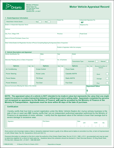 InstantCarAppraisal.com $49 | Service Ontario (MTO) / Insurance, View more
