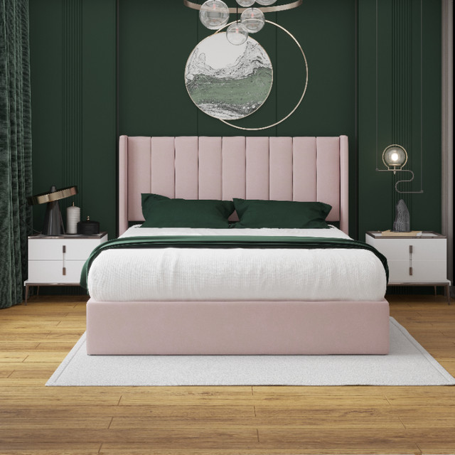 Brand New Upholstered Queen Size Beds | Velvet King Bedframes in Beds & Mattresses in City of Toronto