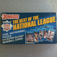 1990 National Baseball League Donruss 144 card Box Set +3 puzzle