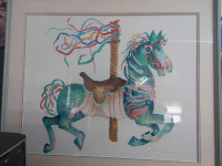 Carousel horse framed painting 