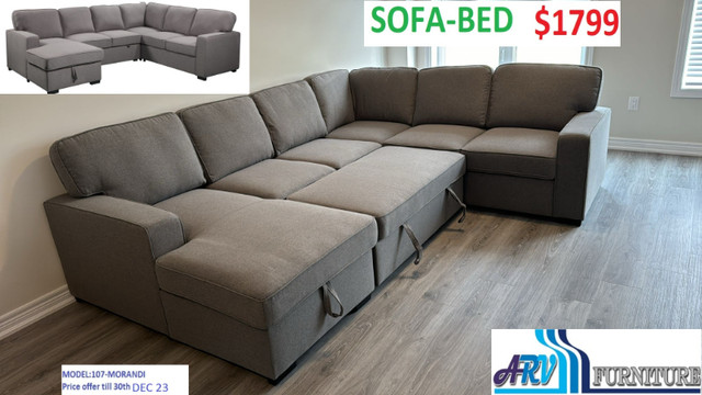 SECTIONAL  STORAGE SOFA BED MORANDI ARV FURNITURE MISSISSAUGA ON in Couches & Futons in Mississauga / Peel Region
