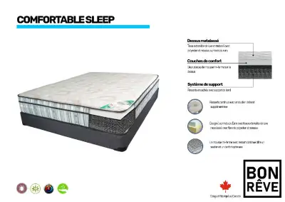 Econoplus Laval Matelas Confortable Sleep  Garantie 10 ans