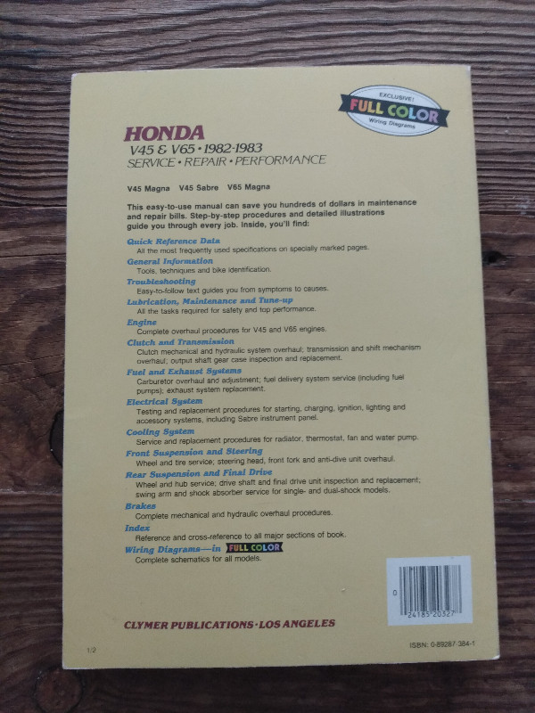 Honda Clymer Manual V45 &amp; V65 motorcylces in Motorcycle Parts & Accessories in Vancouver - Image 2