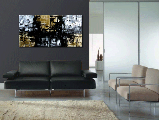Gold Rush 48"x24" Original Art Gold Abstract Painting on Canvas in Home Décor & Accents in Saskatoon - Image 3