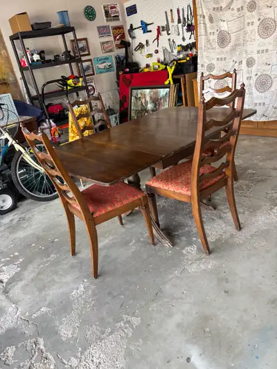Duncan Phyfe table/4 ladderback chairs, View more