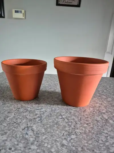2 Clay Flower pots with Saucers, View more