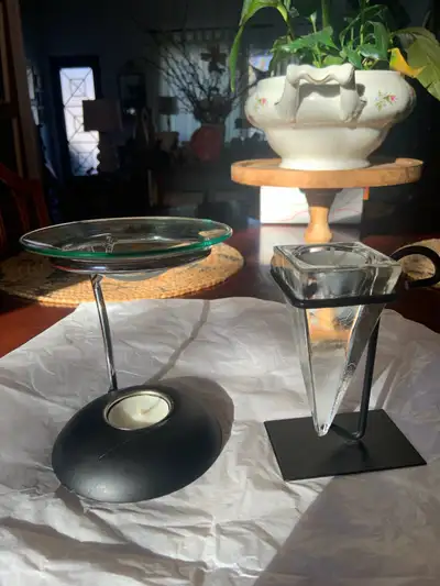 NEW MODERN METAL GLASS CANDLE HOLDER & OIL WARMER DIFFUSER  !, View more