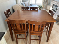 Pub height table & chairs with leaf 