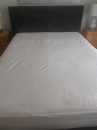 Like NEW Upholstered Queen bed from Costco with NEW Mattress